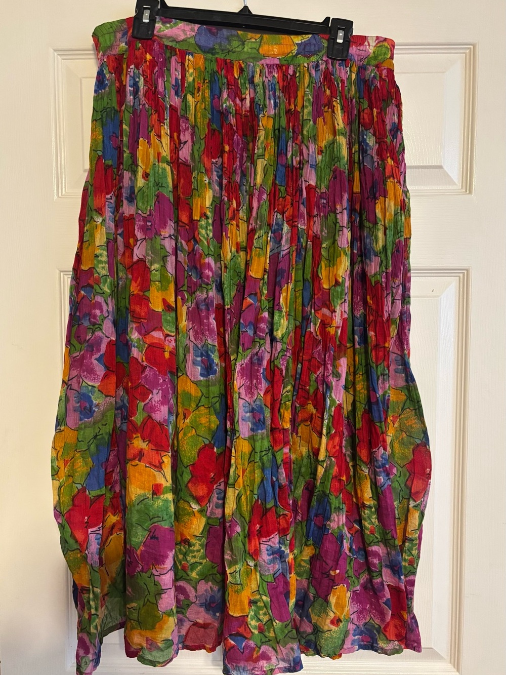 Vibrant Multicolor Floral Pleated Maxi Skirt